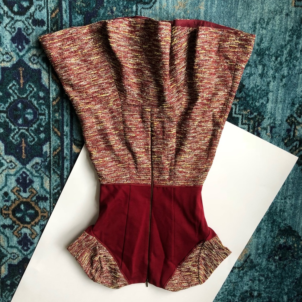 || J. CREW ||  WINE TWEED CAP SLEEVE DRESS - Picture 5 of 8